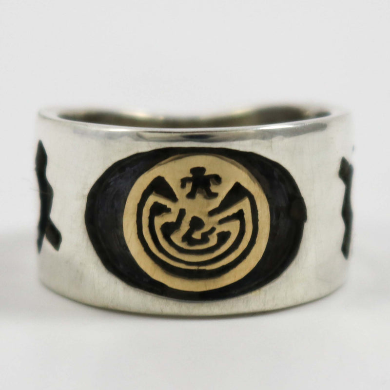 Item # 736H-Navajo Man in the Maze Silver Overlay Rings by S.GENE Sz 6 3/4,  7 3/4, and 8 1/4 —Women's Native American Jewelry ~ Women's Silver and Gold  Rings